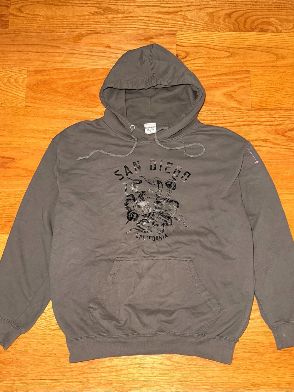Republic Blues San Diego California Graphic Grey Hoodie Size L